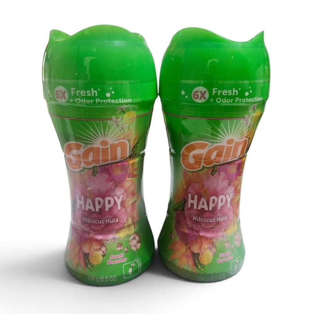 Gain Happy Hibiscus Hula In-Wash Scent Booster Beads 6.5 oz 2 Pack Freshness